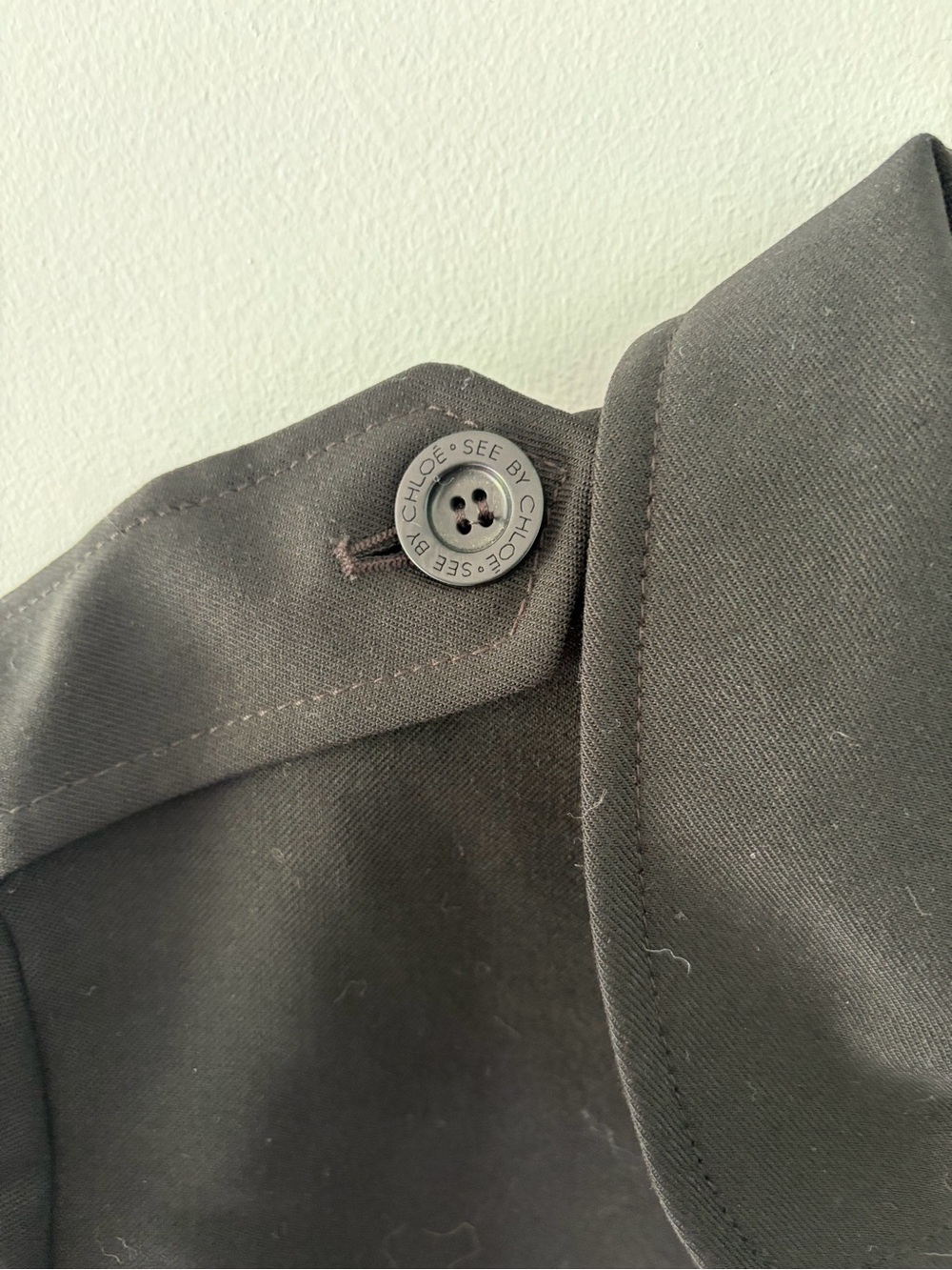 See by Chloé 10/M Black Wool Cropped Utility Jacket Peter Pan Collar Virgin Wool - Picture 6 of 11